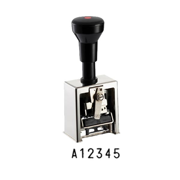 Reiner 6 Wheel 3/16" Gothic Heavy Duty Deluxe Numbering Machine With Prefix A-J Letter Wheel